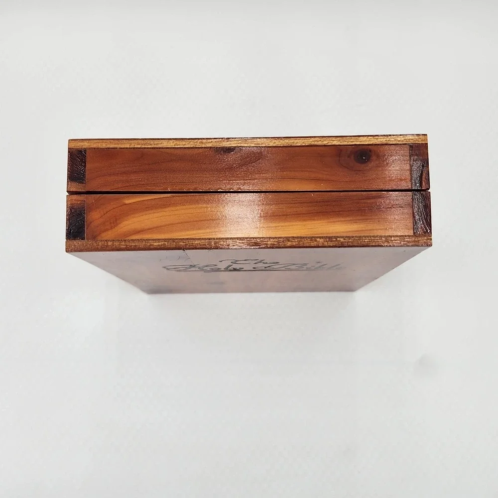 Vintage Memorial Holy Bible Cedar Box Allied‎ Industrial Workers Union Local 428